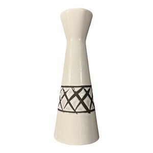 SCHEURICH Tall White and Brown MCM Vase, West German Pottery - Lrg